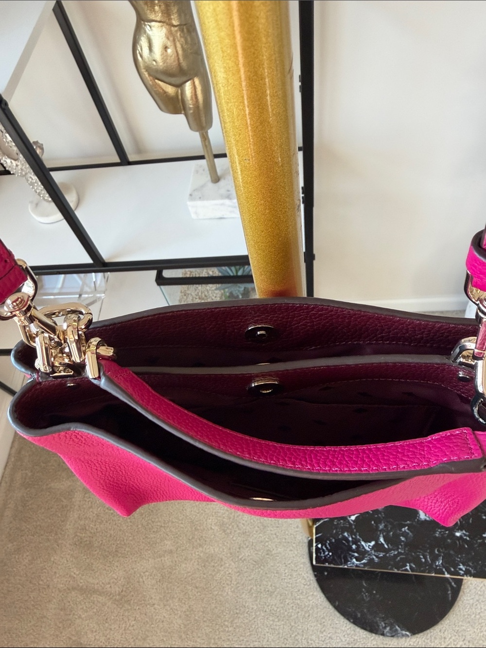 kate spade Fuchsia Leather Crossbody with Gold Hardware - Picture 3 of 3